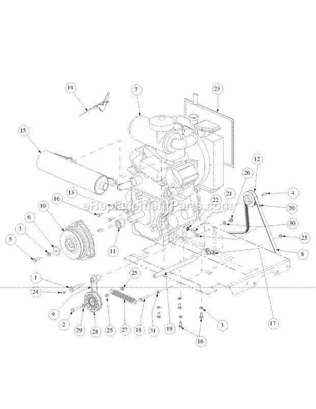 Engine Assembly Kawasaki Diagram and Parts List for M72-KW 53AB5GFZ750 Cub Cadet Sprayer